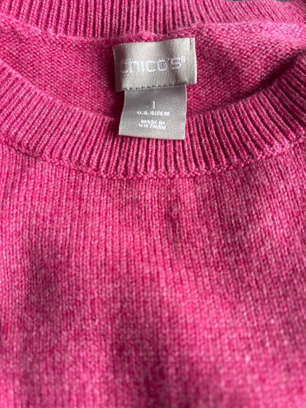 Chico’s Peace Love Chic CrewNeck Sweater Cashmere Wool Blend, EUC, SIZE 1 (M) - Picture 3 of 4